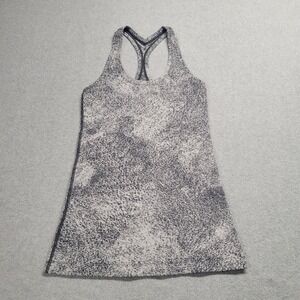 Lululemon Women Activewear Tank Top 6 Gray Cool Racerback II Luon Spray Jacquard